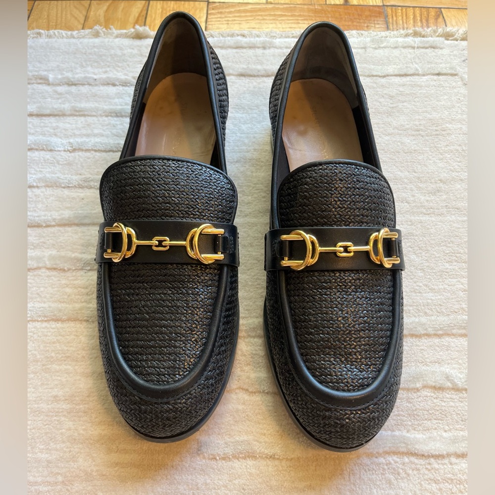 Stuart Weitzman Black Loafers with Gold Accent